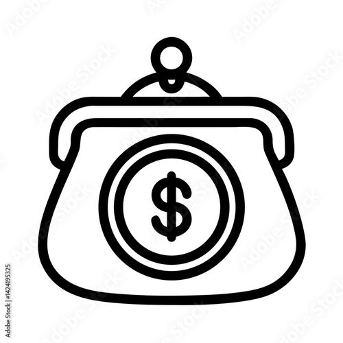 Coin Purse with Dollar Symbol Icon Representing Personal Savings or Small Cash Storage