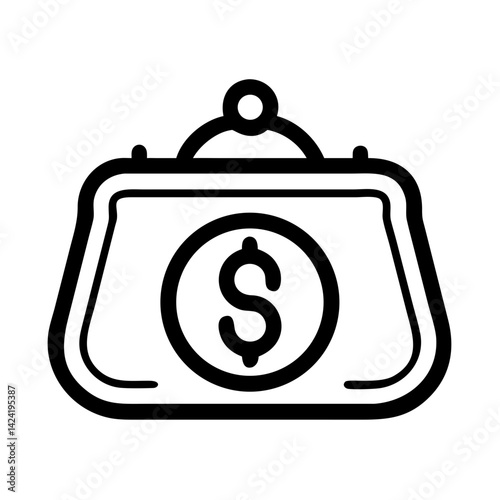 Coin Purse with Dollar Symbol Icon Representing Personal Savings or Small Cash Storage