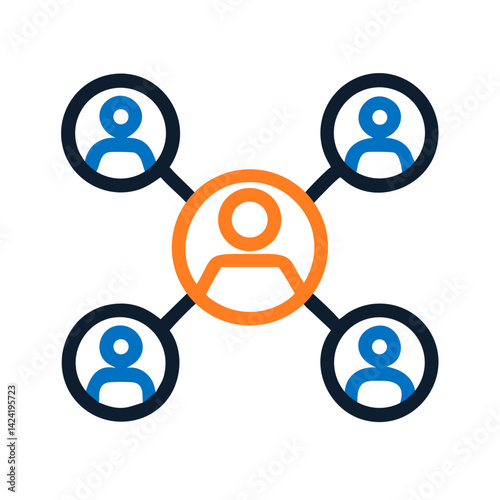 Connected People Icon Representing Collaboration or Teamwork Network
