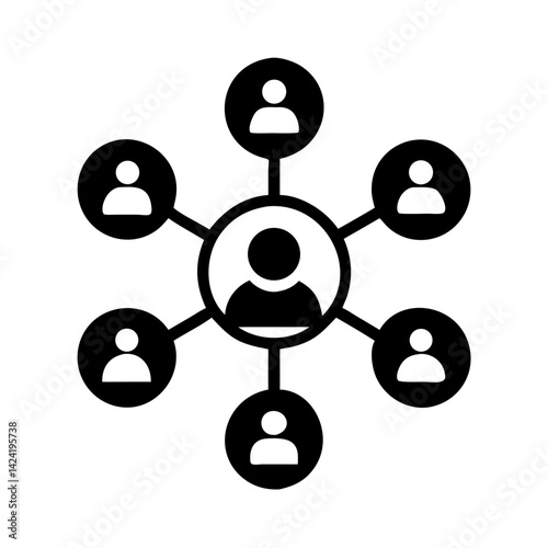 Connected People Icon Representing Collaboration or Teamwork Network