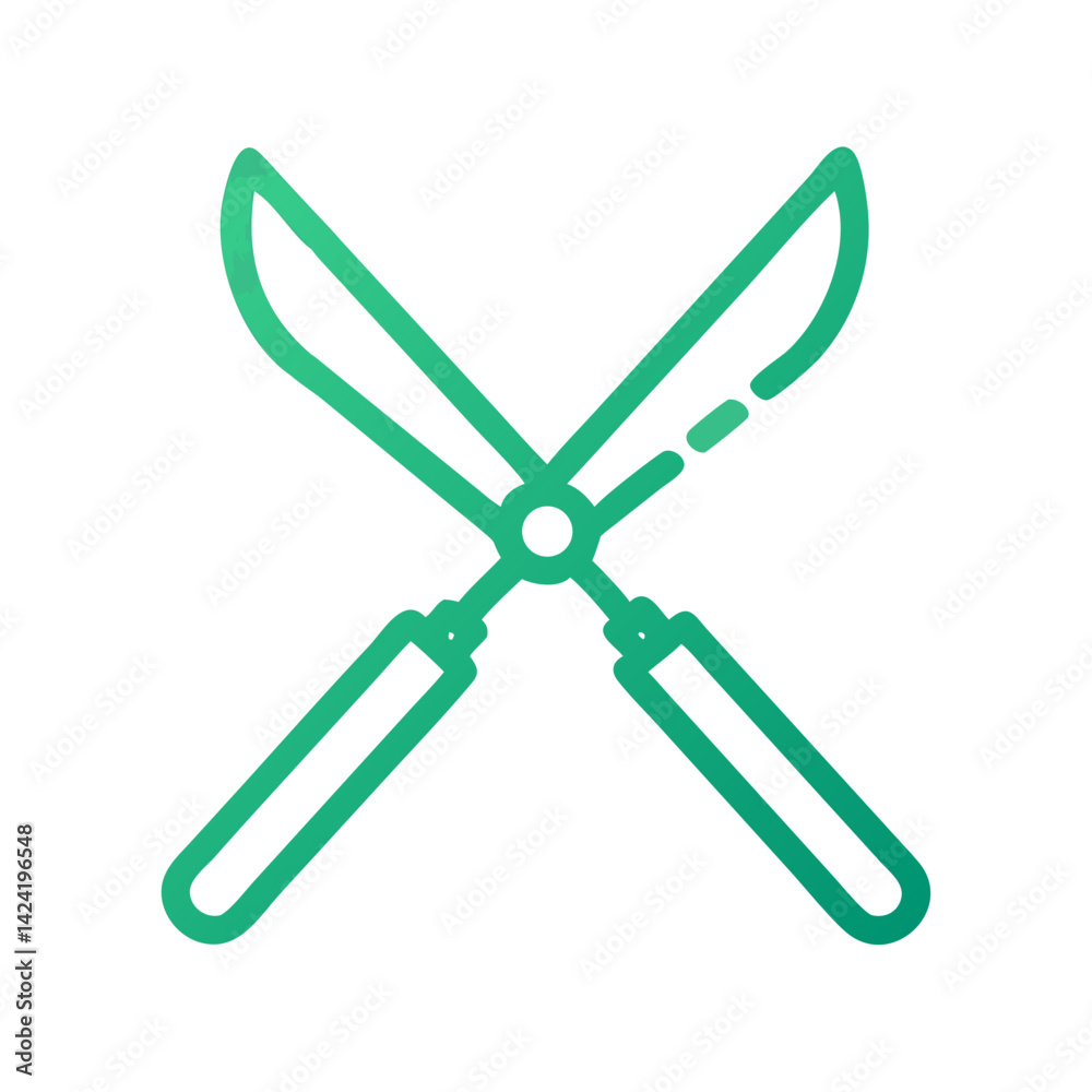 Crossed Pruning Shears Icon Representing Garden Maintenance or Plant Trimming Tools Crossed Pruning Shears Icon Representing Garden Maintenance or Plant Trimming Tools