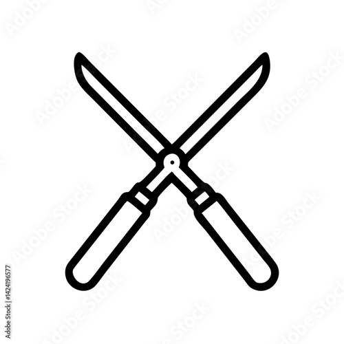 Crossed Pruning Shears Icon Representing Gardening Tools or Plant Trimming