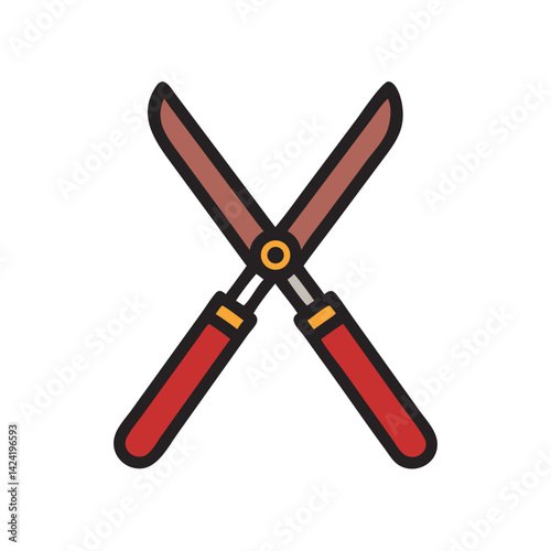 Crossed Pruning Shears Icon Representing Gardening Tools or Plant Trimming