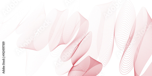Abstract colorful wavy stripes on white background isolated, minimalistic geometric background with red gradient wavy lines form spiral ribbon. Graphic design template banner, vector illustrator.