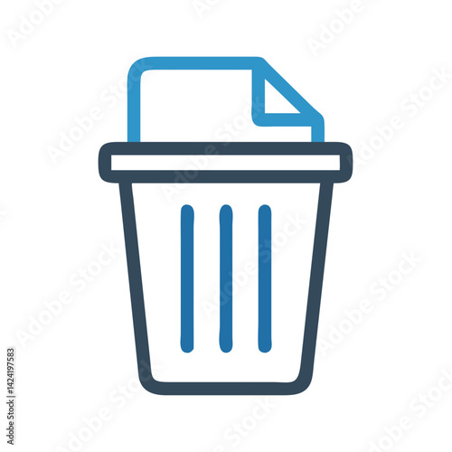 Deleted Document in Trash Icon Representing Removed Files or Data Disposal