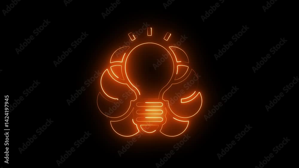 Glowing neon conception icon isolated on black background. HD Video motion graphic animation