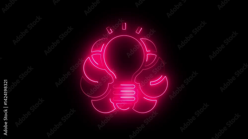 Glowing neon conception icon isolated on black background. HD Video motion graphic animation