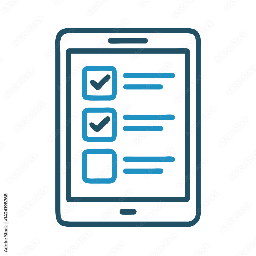 Digital Checklist on Tablet Icon Representing Task Management or To-Do Application Digital Checklist on Tablet Icon Representing Task Management or To-Do Application