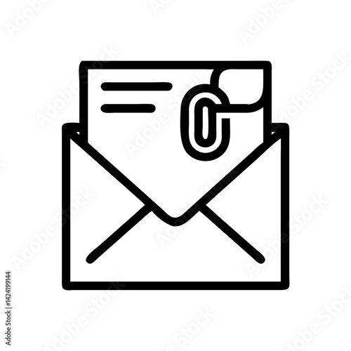 Document Envelope with Attachment Icon Representing Mailed Files or Official Correspondence