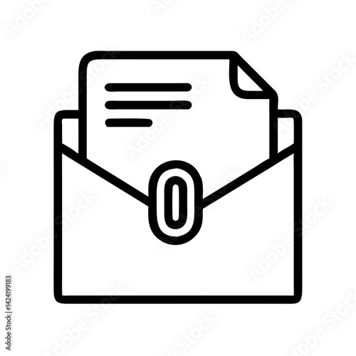 Document Envelope with Attachment Icon Representing Mailed Files or Official Correspondence