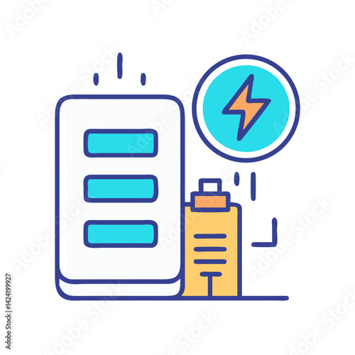 Electric Battery Power Storage Icon Representing Energy Storage and Power Supply