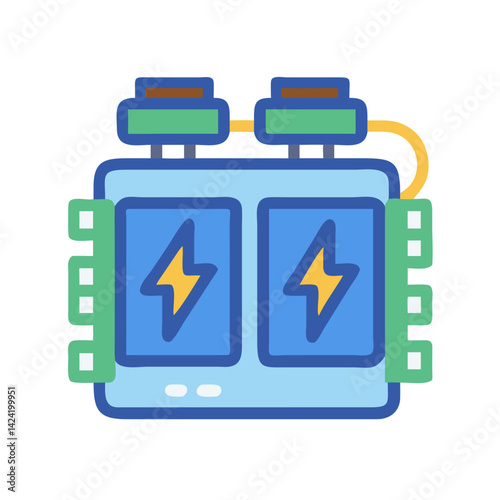 Electric Battery Power Storage Icon Representing Energy Storage and Power Supply