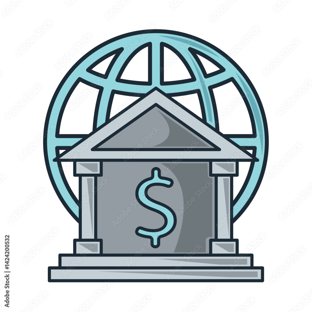 World Bank Institution Global Currency Investment Financial Icon Vector