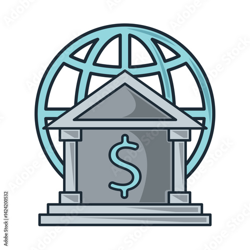 Obraz na płótnie World Bank Institution Global Currency Investment Financial Icon Vector w salonie