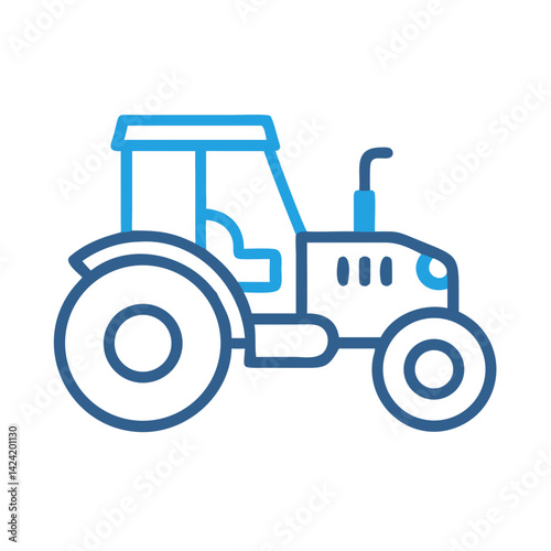 Farming Tractor Vehicle Icon Representing Agricultural Machinery and Fieldwork