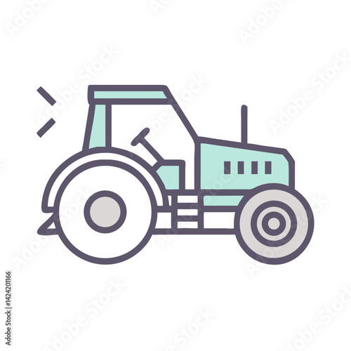 Farming Tractor Vehicle Icon Representing Agricultural Machinery and Fieldwork
