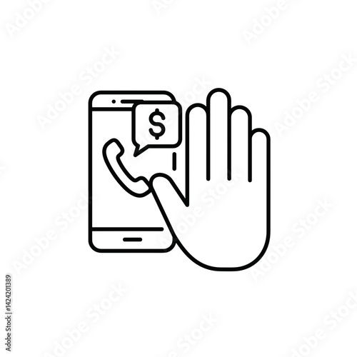 Hand Stopping Call with Dollar Symbol on Smartphone Screen  