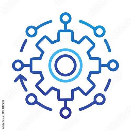 Gear Network Icon Representing System Integration and Technological Connectivity