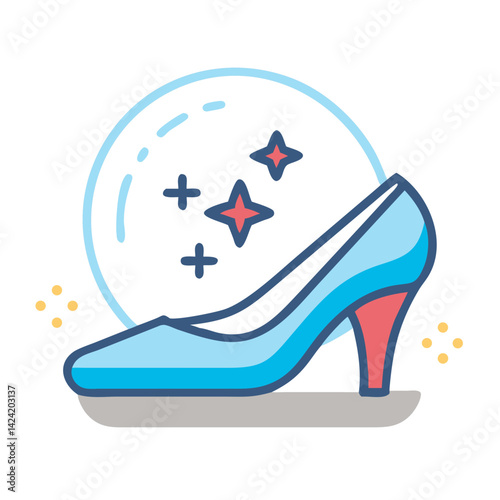 Glass Slipper with Sparkle Icon Representing Magical Charm and Fairy-Tale Elegance