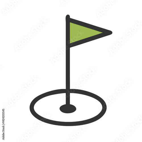 Golf Flag Icon Representing Golf Course and Recreational Sports
