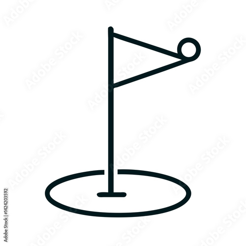 Golf Flag Icon Representing Golf Course and Recreational Sports