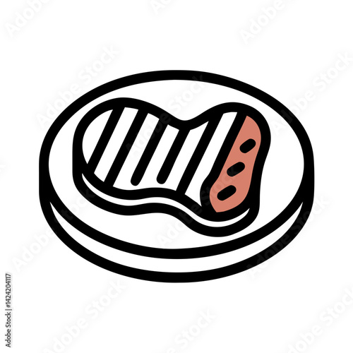 Grilled Steak Icon Representing Cooked Meat Portion and Delicious Meal