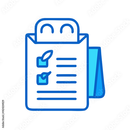 Grocery Bag with Checklist Icon Representing Shopping List and Food Essentials