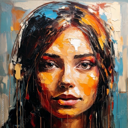 painting painting itself, each brushstroke adding layers of memory, gradually becoming alive. A surreal concept blending creativity, time, and self-creation photo