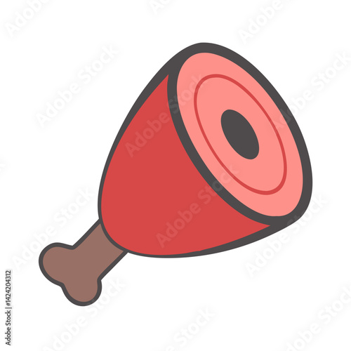 Ham Leg Icon Representing Cured Meat Product and Traditional Preservation