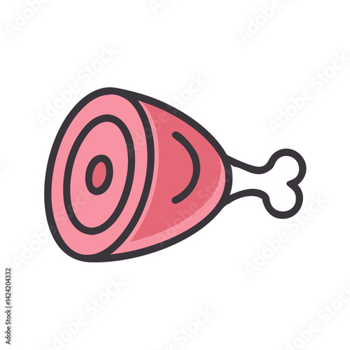 Ham Leg Icon Representing Cured Meat Product and Traditional Preservation