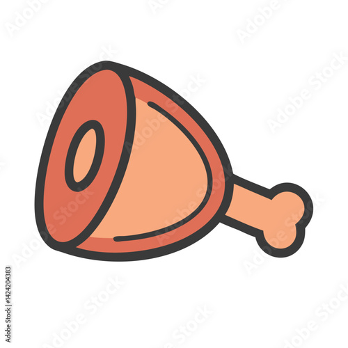Ham Leg Icon Representing Cured Meat Product and Traditional Preservation
