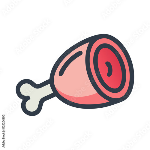 Ham Leg Icon Representing Cured Meat Product and Traditional Preservation