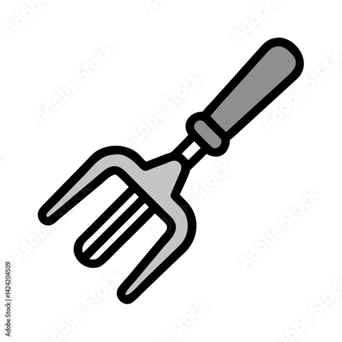Hand Fork Gardening Tool Icon Representing Soil Cultivation and Planting