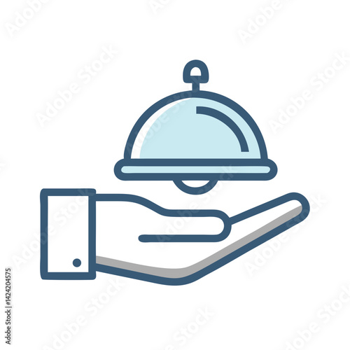 Hand Holding Bell Service Icon Representing Hospitality and Customer Assistance
