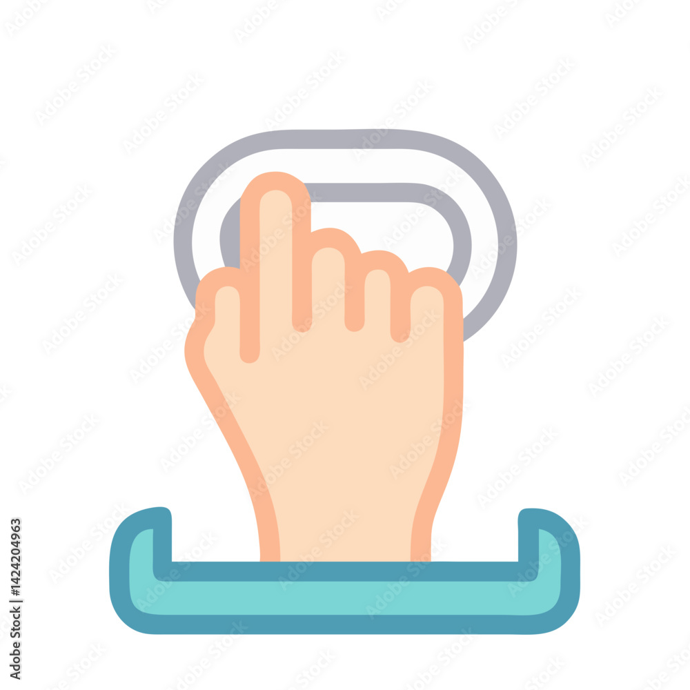 Obraz premium Hand Pressing Elastic Surface Icon Representing Compression and Force Application