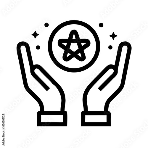 Hands Holding Magical Symbol Icon Representing Enchantment and Mystical Power