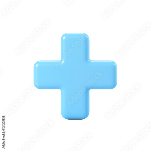 Obraz na płótnie A simple 3D plus symbol icon with rounded edges and clean surface created in a minimal soft design on a transparent background w salonie