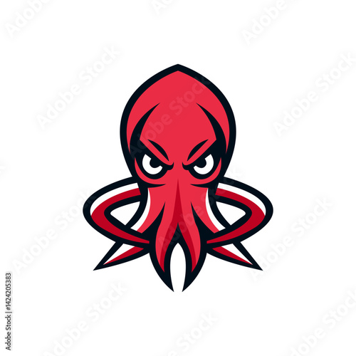Vector illustration of squid mascot logo design