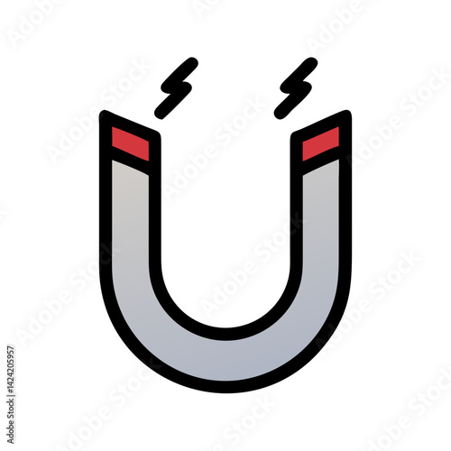 Horseshoe Magnet with Nail Icon Representing Magnetic Attraction and Force