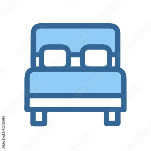 Hotel Bed Icon Representing Overnight Stay and Accommodation Service