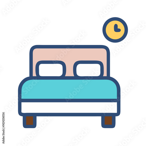 Hotel Bed Icon Representing Overnight Stay and Accommodation Service