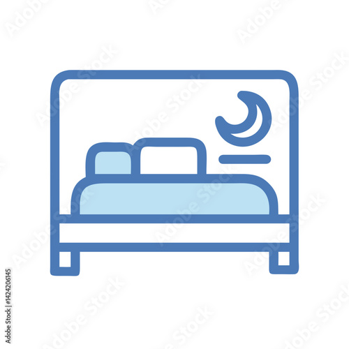Hotel Bed Icon Representing Overnight Stay and Accommodation Service