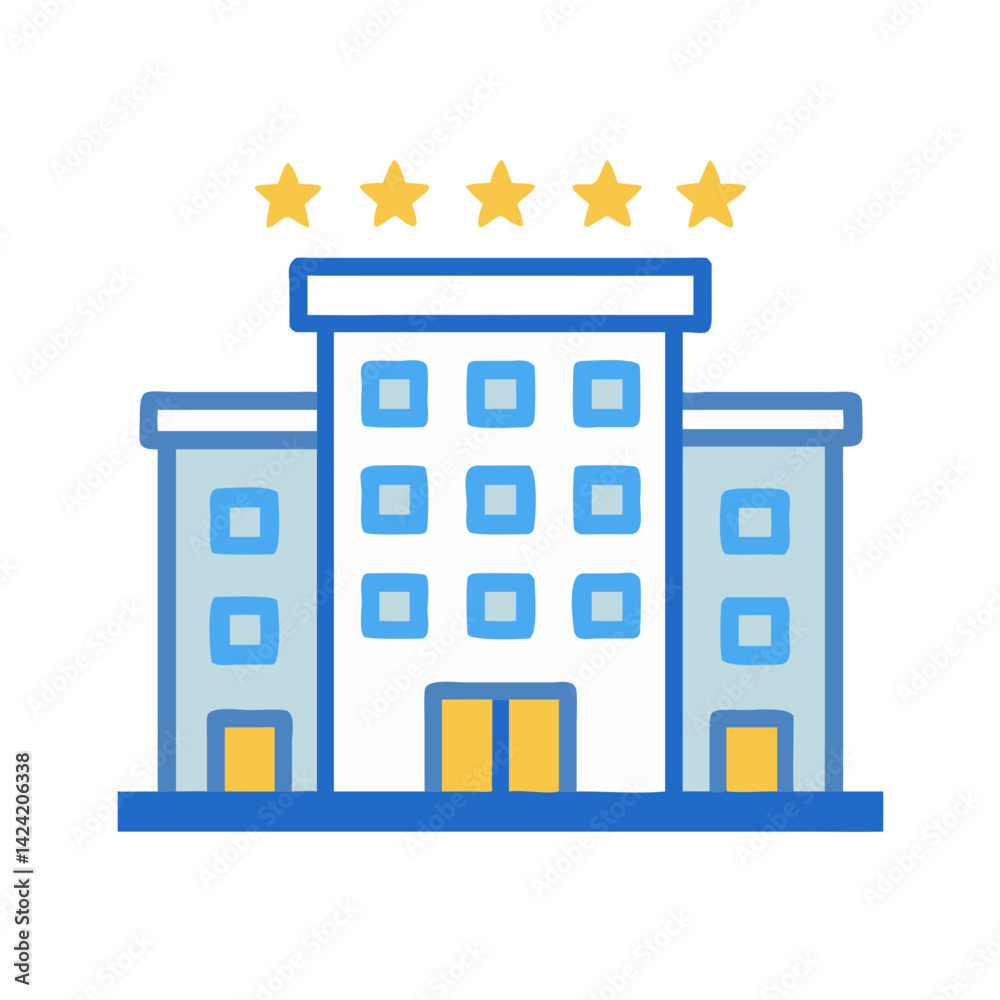Hotel Building Icon Representing Lodging Facility and Accommodation Services Hotel Building Icon Representing Lodging Facility and Accommodation Services
