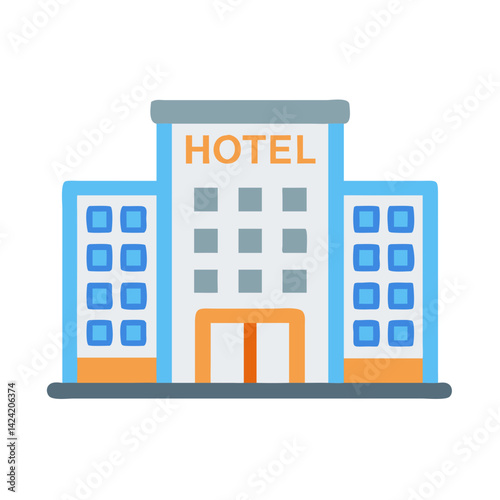 Hotel Building Icon Representing Lodging Facility and Accommodation Services