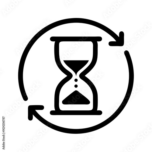 Hourglass Time Tracker Icon Representing Time Management and Productivity