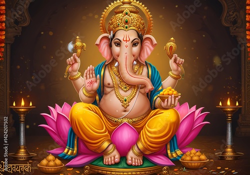 Lord Ganesha: The Remover of Obstacles, Digital Art