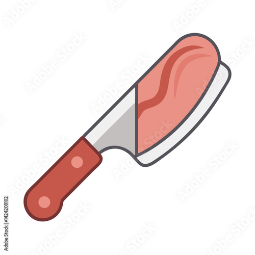 Kitchen Knife Icon Representing Meat Cutting Tool and Culinary Preparation