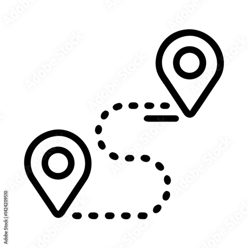 Location Path Icon Representing Travel Waypoints and Route Mapping