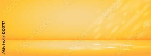 Limbo yellow background with sun rays. Abstract studio gradient bg. Modern banner with empty space. Vector illustration.