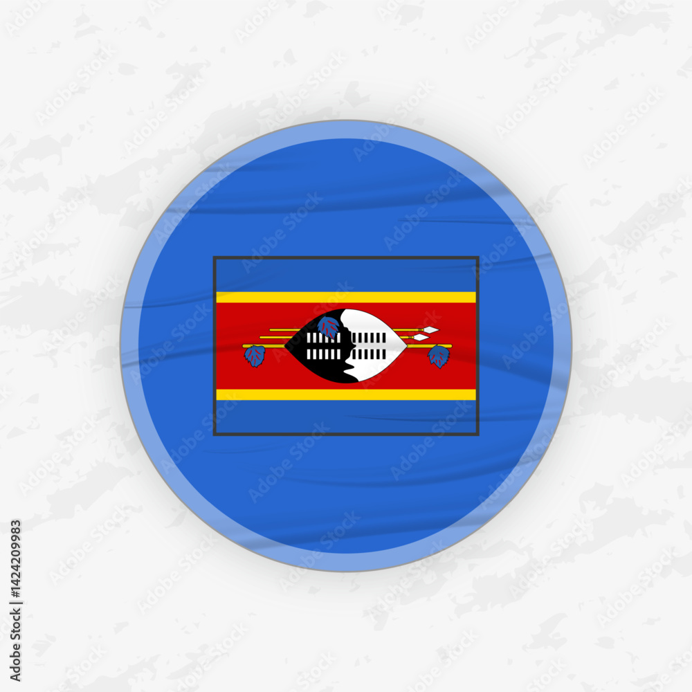 Naklejka premium Swazi Flag in a Circular Emblem Design, Abstract Round Sticker Illustration.